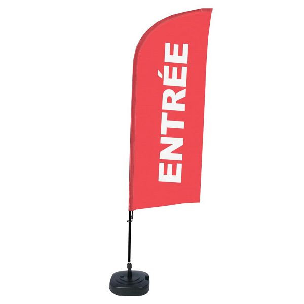 Showdown Displays Beachflag Alu Wind Komplett-Set Eingang Rot Französisch, BFAW310-WT21-I512