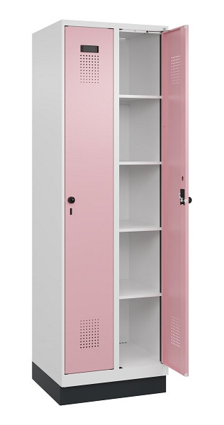 C+P Wäsche-Spind Evolo PLUS, mit Sockel, 2 Abteile, 1950x600x500mm, 9016/3015, Verschluss Drehriegel, Ablageböden 8, 049020-20B S10018