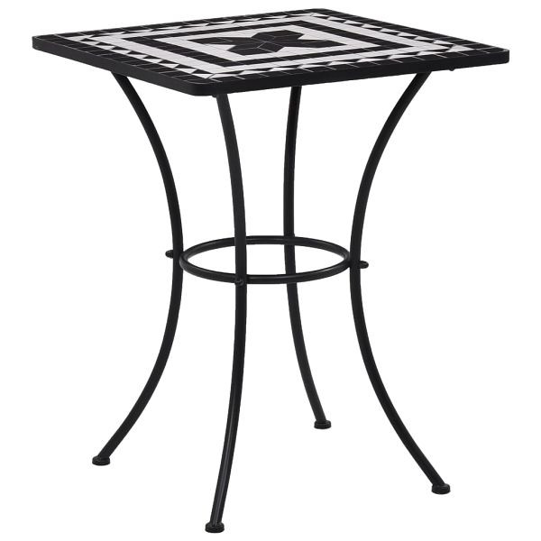 vidaXL Mosaik-Bistrotisch Schwarz und Weiß 60 cm Keramik, 46707