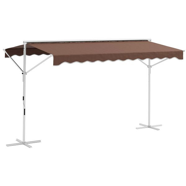 Outsunny Freistehende Markise, neigungsverstellbar, Handkurbel, Metallgestell, wetterfest, 4x3m, Kaffee, 840-180V01CF
