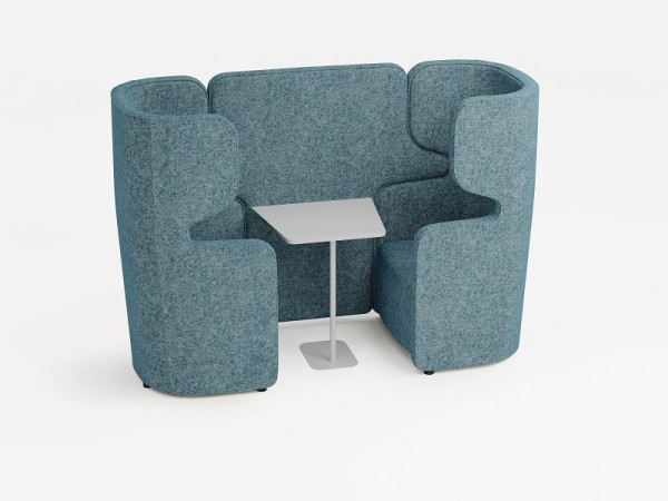 Bisley Vivo 2er-Set, gegenüberliegende Sessel mit hoher Rückenlehne, Farbe: hellblau, ohne Zubehör, inkl. Tisch weiß, VIVH2SETXPWM0133TABW