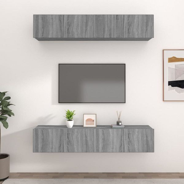 vidaXL TV-Schränke 4 Stück Grau Sonoma 80x30x30 cm Holzwerkstoff, 3114188