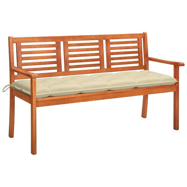vidaXL 3-Sitzer-Gartenbank mit Auflage 150 cm Massivholz Eukalyptus, 3061013