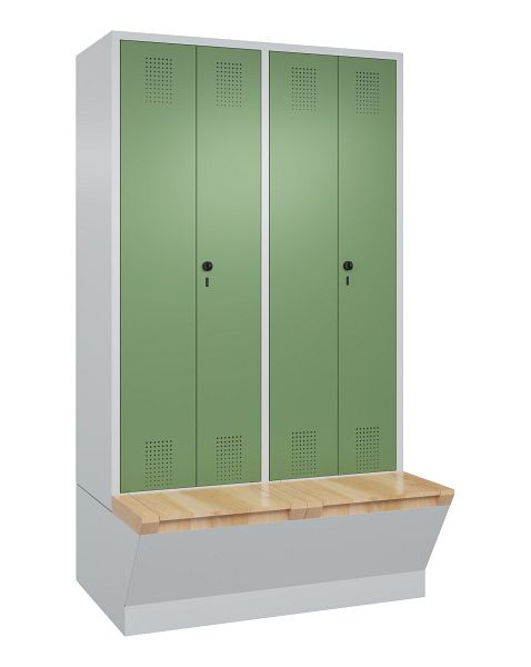 C+P Schwarz-Weiss-Spind Evolo, H2090xB1190xT815mm, Farbe: Lichtgrau / Resedagrün, 48056-40 S10316