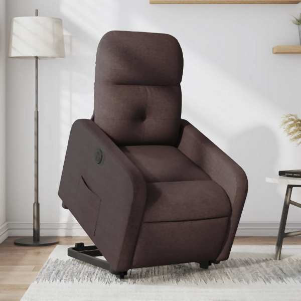 vidaXL Relaxsessel mit Aufstehhilfe Elektrisch Dunkelbraun Stoff, 3206818