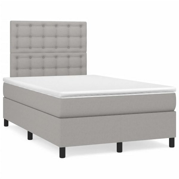 vidaXL Boxspringbett mit Matratze & LED Hellgrau 120x190 cm Stoff, 3270225