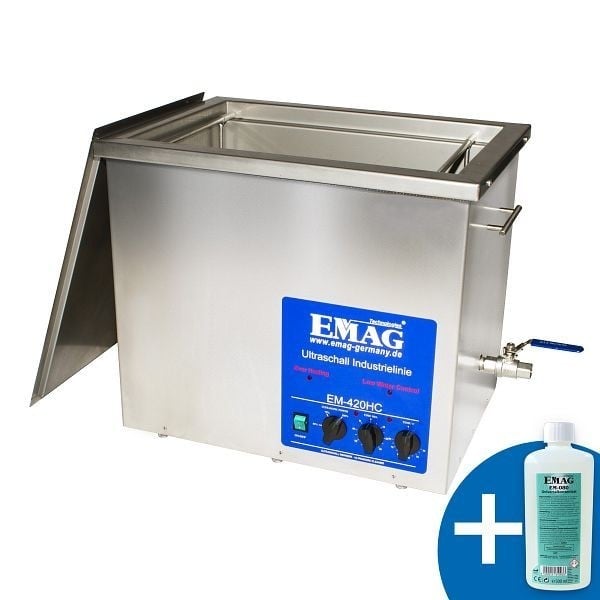 EMAG Ultraschallreiniger Emmi-420 HC mit Ablaufhahn, Universalgerät 42 L mit Edelstahl-Schwingwanne und -gehäuse, 60016