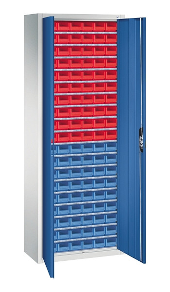 C+P Magazinschrank Serie 13, H1980xB700xT300mm, 7035/5010, Einlegeböden 18, 133113-23 S10131