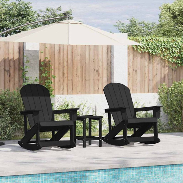 vidaXL Garten Lounge Set, 3er Set, Schwarz HDPE, 3335840