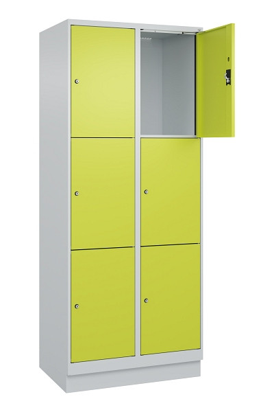 C+P Schließfachschrank Evolo PLUS, mit Sockel, 6 Fächer, 1950x800x500mm, 7035/00, Frontfarbe 1108060 RDS Clowngrün, 049020-223 S10015