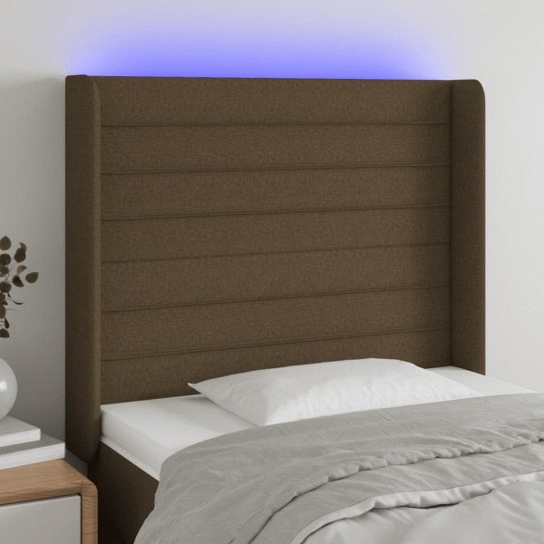 vidaXL LED Kopfteil Dunkelbraun 83x16x118/128 cm Stoff, 3124165