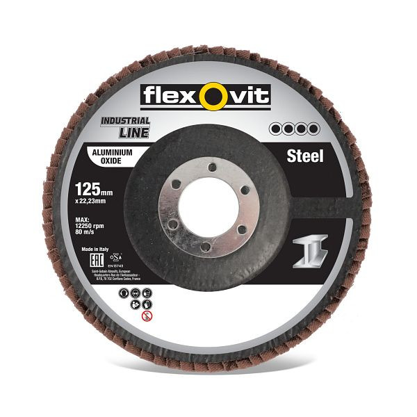 Flexovit Tellerfächerschleifscheiben FLD FDSF 115x22 R265N FLX P60 INDLA O INDUSTRIAL LINE gerade R265N, VE: 10 Stück, 63642521047