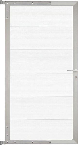 T&J ELZE-Tor-Komplettset, 90 x 173 cm, Füllung weiß, Rahmen silber, 44055