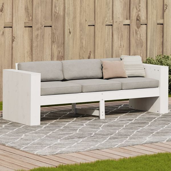 vidaXL Gartensofa 3-Sitzer Weiß 189x60x62 cm Massivholz Kiefer, 832374