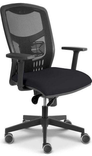 Deskin XXL-Bürostuhl DELTA 1010 NET, Fußkreuz Polyamid schwarz, Bezug Stoff BN, Farbe schwarz, 361516