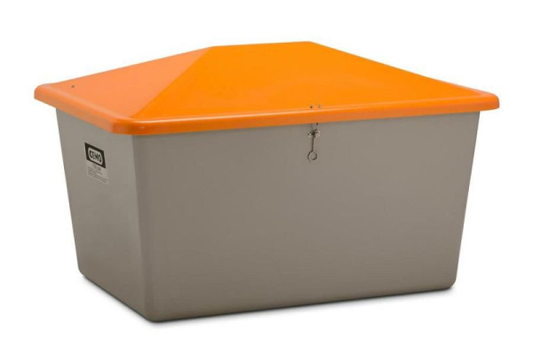 Cemo Streugutbehälter 1100 l, ohne Entnahmeöffnung, Behälter grau, Deckel orange, Maße: 163 x 121 x 101 cm, 7435