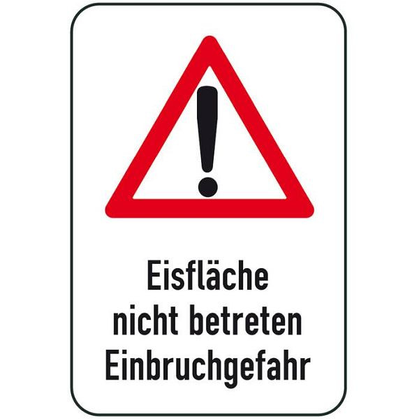 Stein HGS Winterschild/Verkehrszeichen Eisfläche nicht betreten Einbruchgefahr, 400x600mm, Piktogramm: schwarz/rot, 14723