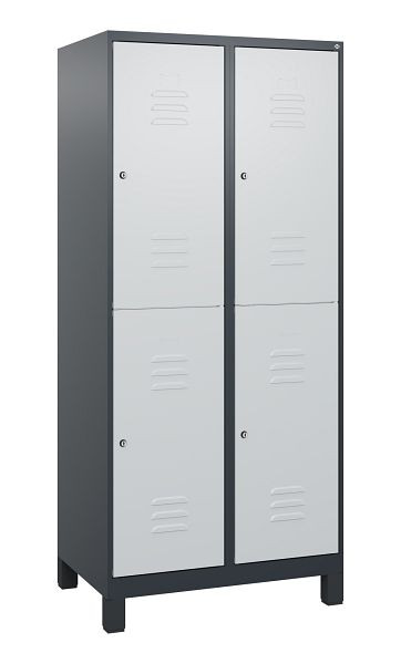 C+P Doppelstöckiger Spind Classic PLUS, Füße, 2 Abteile, 1800x800x500mm, 7016/7035, Zylinderschlösser, 0803107-22 S10028