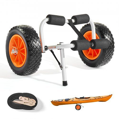 VEVOR Kajakwagen, 90 kg, faltbar, 25,4 cm Vollgummireifen, 1 Ratschengurt, für Kajaks, Kanus, Paddleboards, 620x350x325 mm, SPSPHTTC10IN3S906001V0