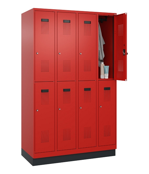 C+P Doppelstöckiger Spind Evolo PLUS, mit Sockel, 8 Fächer, 1950x1200x500mm, 302, Zylinderschloss, 049320-40 S10052