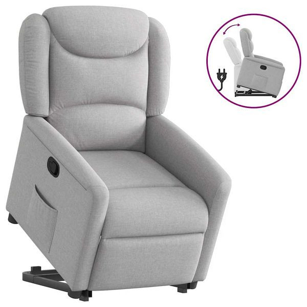 vidaXL Relaxsessel mit Aufstehhilfe Wolkengrau Stoff, 3303203