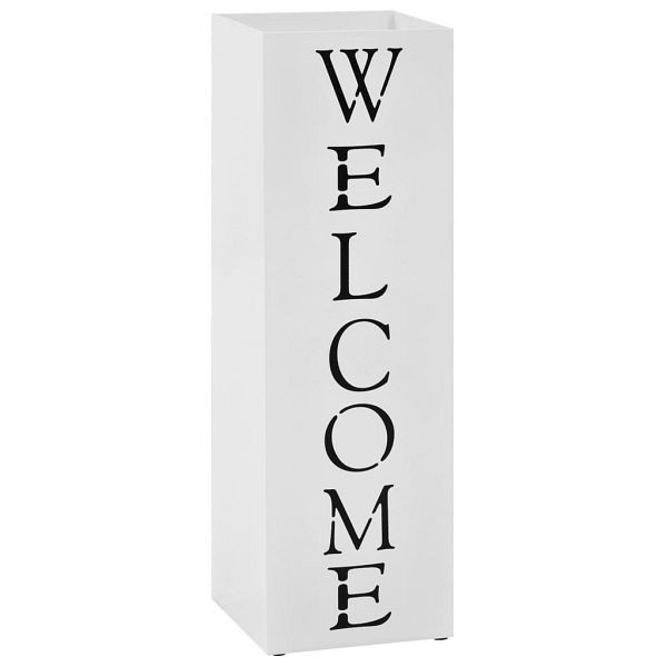 vidaXL Regenschirmständer Welcome Stahl Weiß, 246797