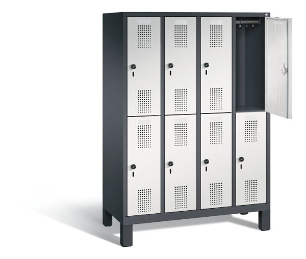 C+P Spind doppelstöckig Evolo, H1650xB1190xT500mm, Farbe: Schwarzgrau / Lichtgrau, 483106-40 S10056