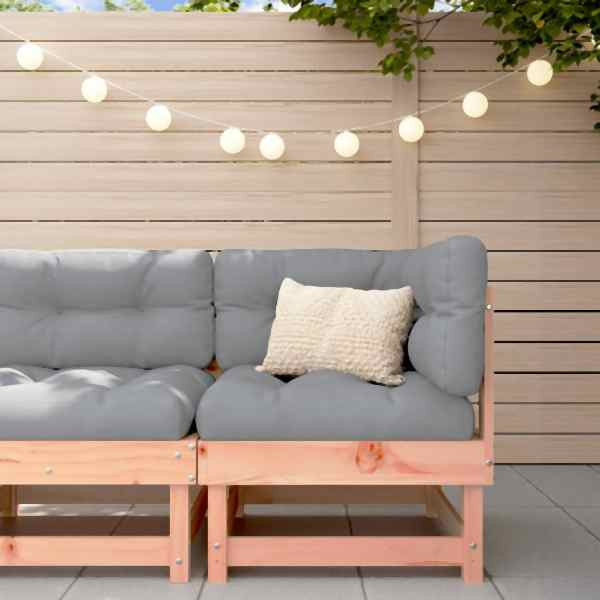 vidaXL Ecksofa mit Kissen Massivholz Douglasie, Grau, 825427