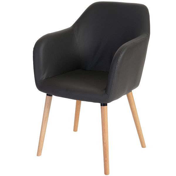 Mendler Esszimmerstuhl Malmö T381, Stuhl Küchenstuhl, Retro 50er Jahre Design, Kunstleder, grau, helle Beine, 48125