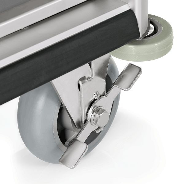 WAS Zimmerservicewagen Isabella, 2 Wäschesäcke, 150 x, 53 x 116 cm, Modell 2, helle Kantenprofile & Aluoptik, 4457002