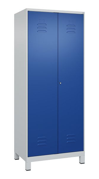 C+P Mehrzweckschrank Classic PLUS, Putzmittel-Spind, Füße, 2 Abteile, 1950x800x500mm, 7035/5010, Zylinderschloss, 080110-02 S10017
