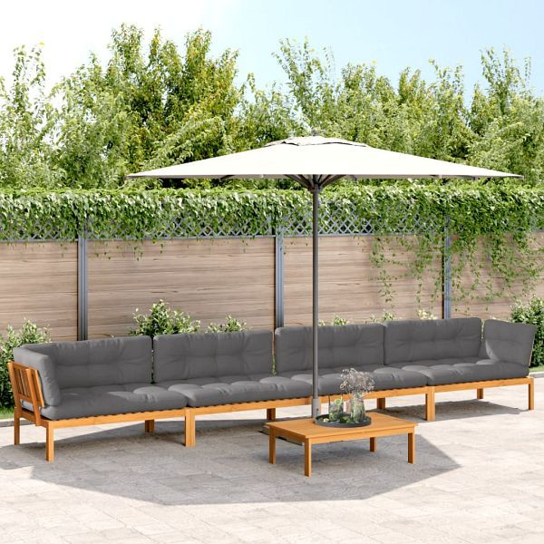vidaXL 5-teilig Garten-Sofagarnitur aus Paletten mit Kissen Akazienholz, 3209506