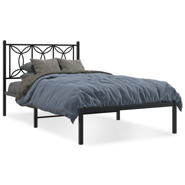vidaXL Bettgestell mit Kopfteil Metall Schwarz 100x200 cm, 376123