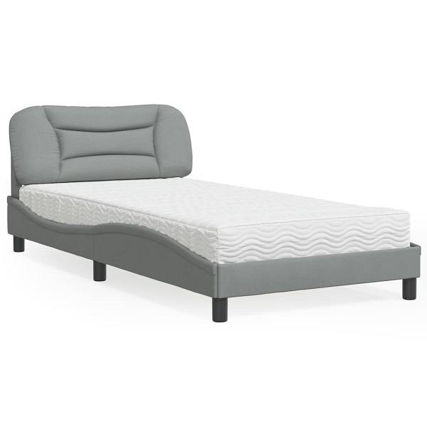 vidaXL Bett mit Matratze Hellgrau 100x200 cm Stoff, 3208513