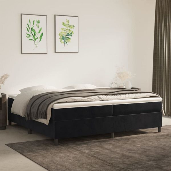 vidaXL Boxspringbett mit Matratze Schwarz 200x200 cm Samt, 3144701