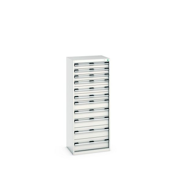 bott cubio Schubladenschrank bestückt, mit 11 Schubladen, BxTxH: 650x525x1600mm, RAL 7035/7035, Lichtgrau, 40011067.16V