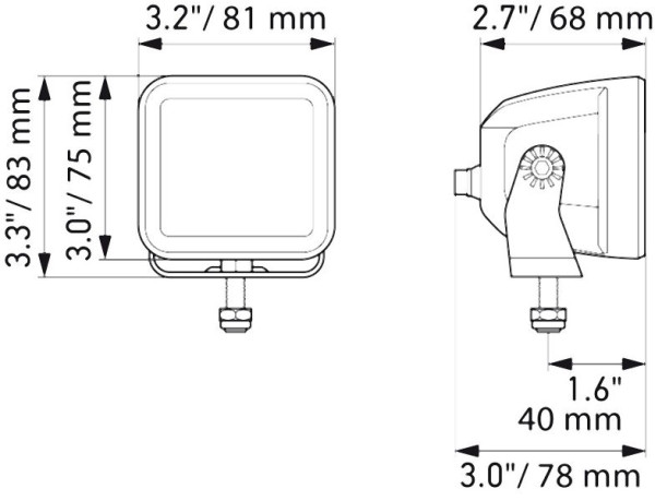 HELLA LED-Fernscheinwerfer, Black Magic Cube Kit 3.2", 12/24V, 3000lm, quadratisch, Anbau, Nahfeldausleuchtung, ECE-R10, 500mm, Set, 1FA 358 176-811