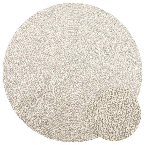 vidaXL Teppich ZIZUR Creme Ø 160 cm Jute-Optik Indoor und Outdoor, 4010386