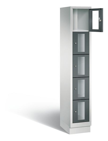 C+P Schließfachschrank Classic, H1800xB320xT500mm, Farbe: Lichtgrau / Anthrazitgrau, 8020A105 S10022