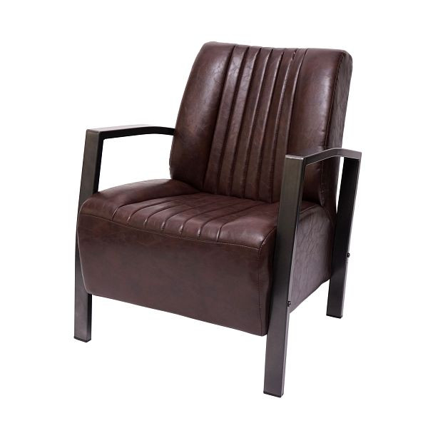 Mendler Sessel HWC-H10, Loungesessel Polstersessel Relaxsessel, Metall Industriedesign, vintage braun, 72477