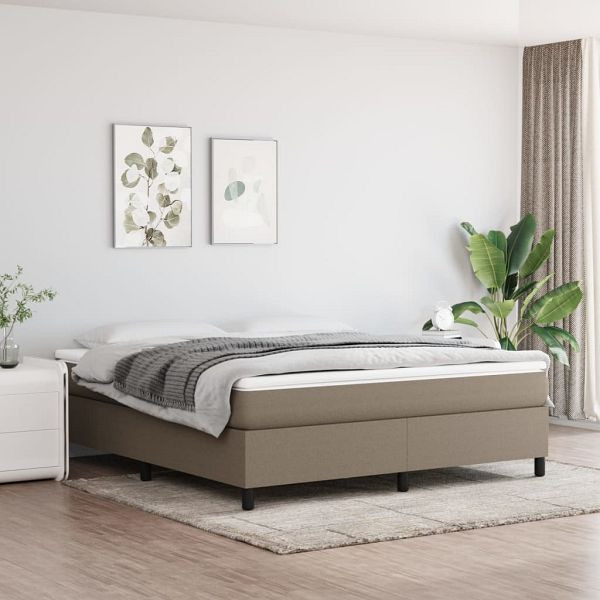 vidaXL Boxspringbett mit Matratze Taupe 160x200 cm Stoff, 3144435