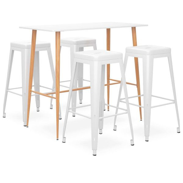 vidaXL 5-teilig Bar-Set Farbe Weiß, 3057430, 8720286172735