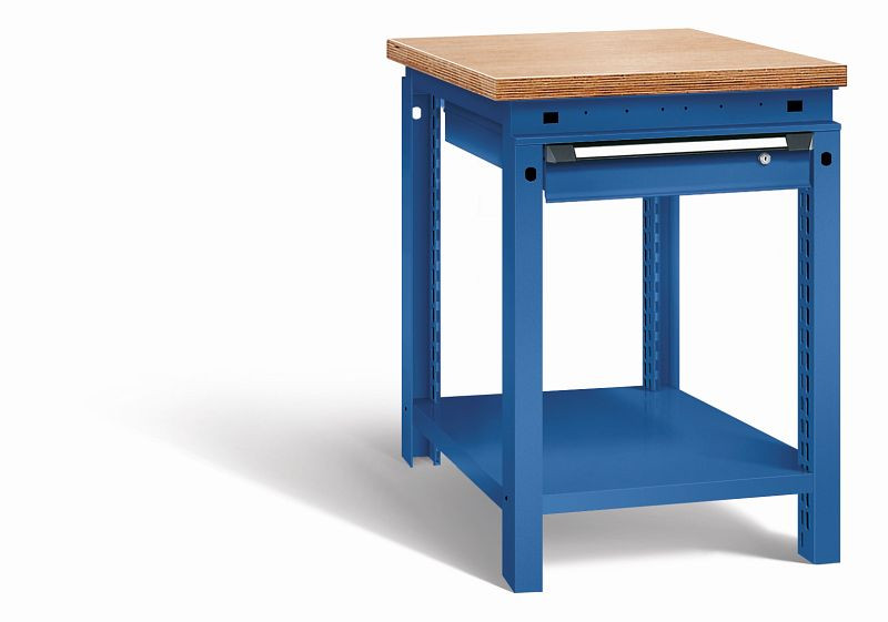 Otto Kind Werkbank Serie function Typ 103, Multiplexplatte 40 mm, bündig, 1Schublade 120 mm, komplett RAL 5010, 072320113