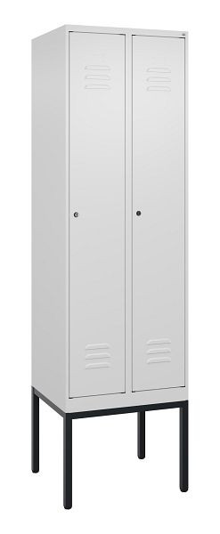 C+P Umkleidespind Classic PLUS mit Mitteltrennwand, Gestell, 2 Abteile, 2120x600x500mm, 9016/9016, Zylinderschlösser, 0800307-20F S10029