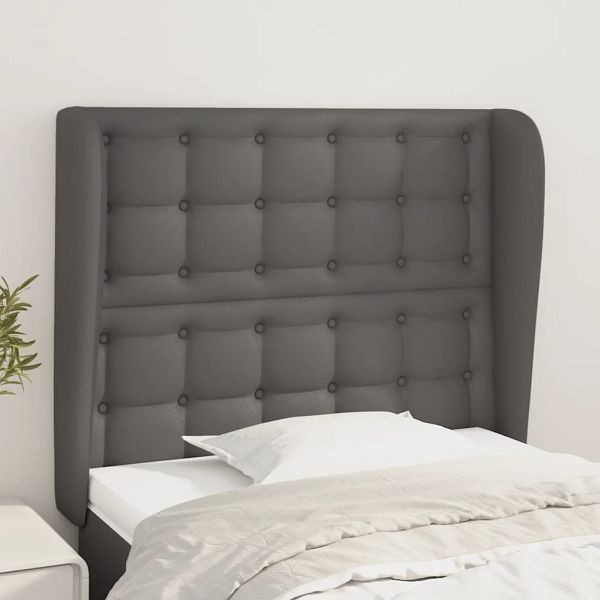 vidaXL Kopfteil mit Ohren Grau 93x23x118/128 cm Kunstleder, 3118038