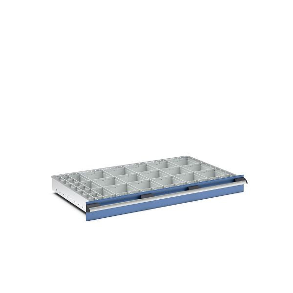 bott cubio Sortiment mit 43 Boxen, BxTxH: 1050x650x68mm, Kunststoff / RAL 7035, 43020776