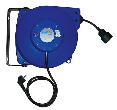 DENIOS Kabelaufroller für 230 V, 15 m Kabellänge, 148329
