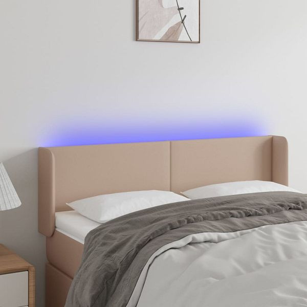 vidaXL LED Kopfteil Cappuccino-Braun 147x16x78/88 cm Kunstleder, 3123051