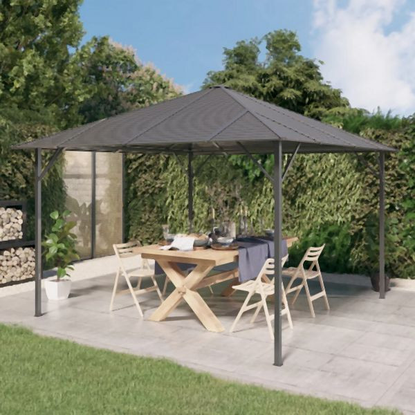 vidaXL Pavillon mit Dach 3x3 m Anthrazit, Außenbereich, 315247