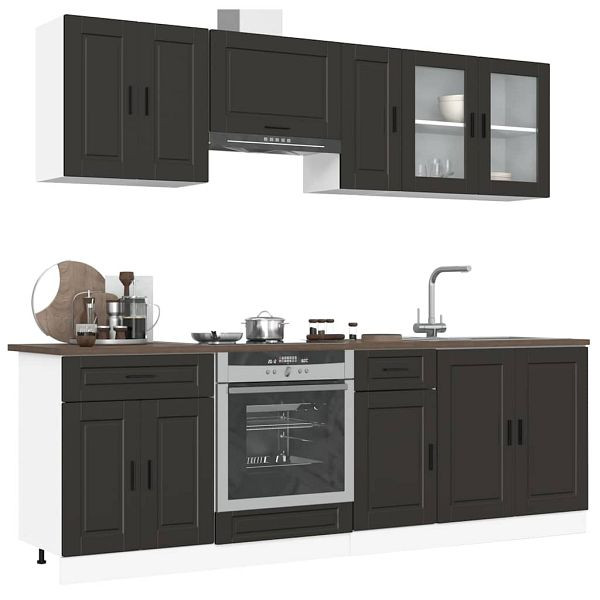vidaXL 8-tlg. Küchenschrank-Set Kalmar Schwarz Holzwerkstoff, 3314842